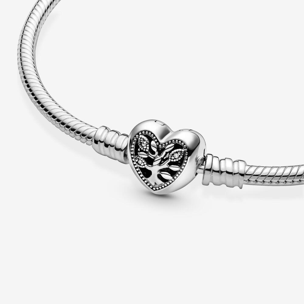 Pandora 598827C01-17 Moments Family Tree Heart Clasp Snake Chain Bracelet - Watch Home™