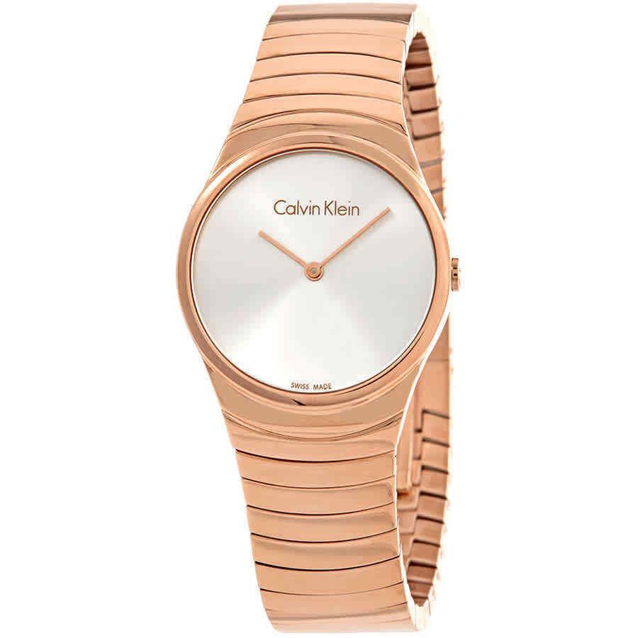 Calvin Klein K8A23646 Whirl Quartz Silver Dial Rose Gold-tone Women's Watch - Watch Home™