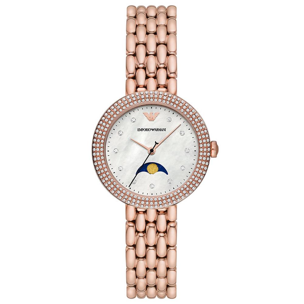 Emporio Armani AR11462 Rosa Quartz Crystal White Mother of Pearl Dial Ladies Watch