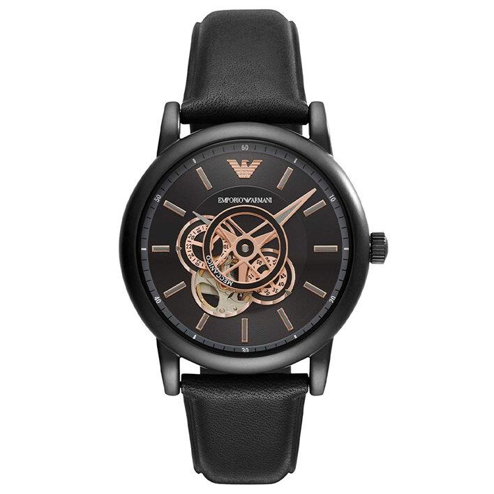 Emporio Armani AR60012 Sport Classic Luigi Black Dial Leather Band  Mens Watch