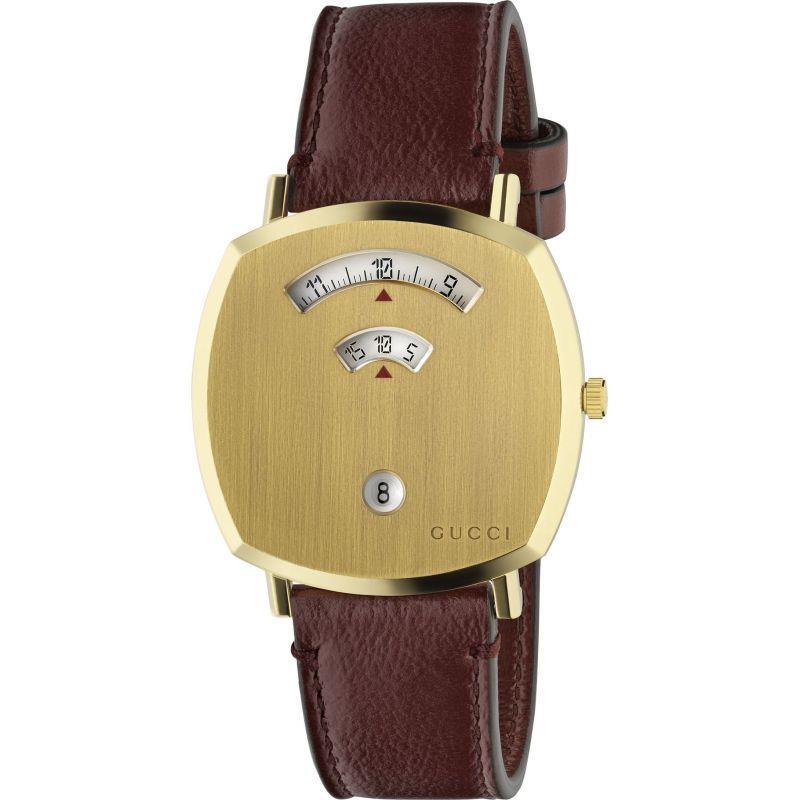 Gucci YA157411 Grip Gold PVD 38mm Leather Strap Unisex Watch - Watch Home™