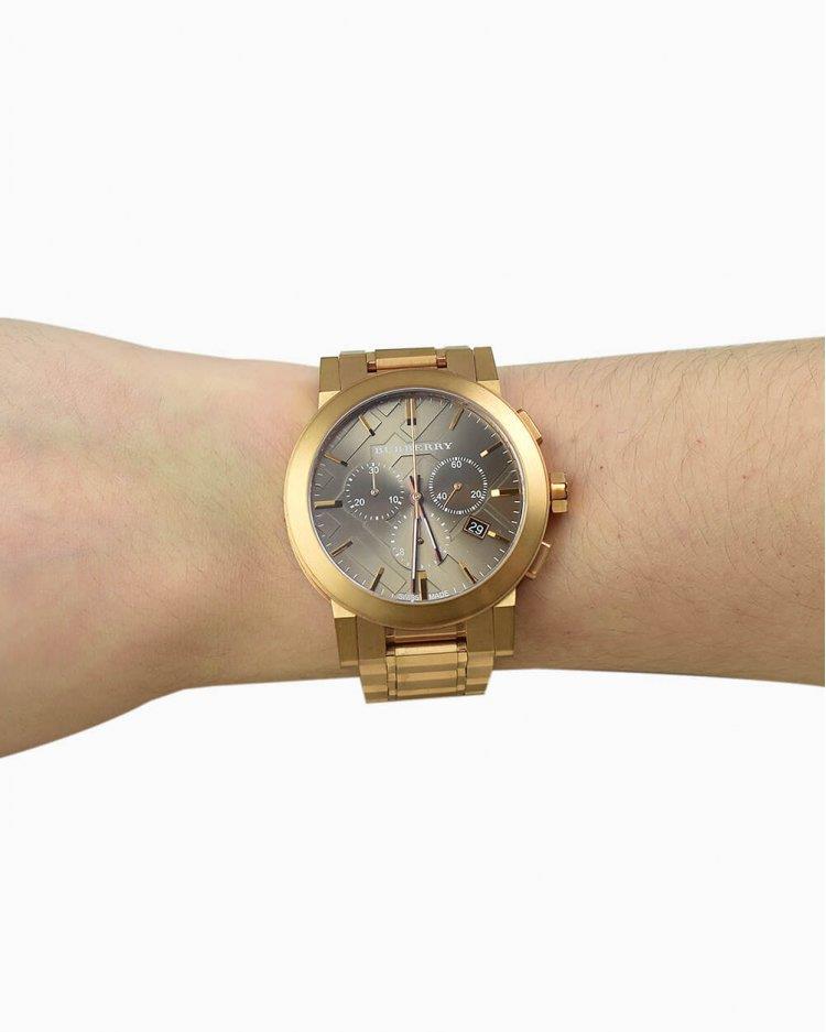 Burberry BU9353 Taupe Chronograph Dial Rose Gold Plated Steel Men's Watch