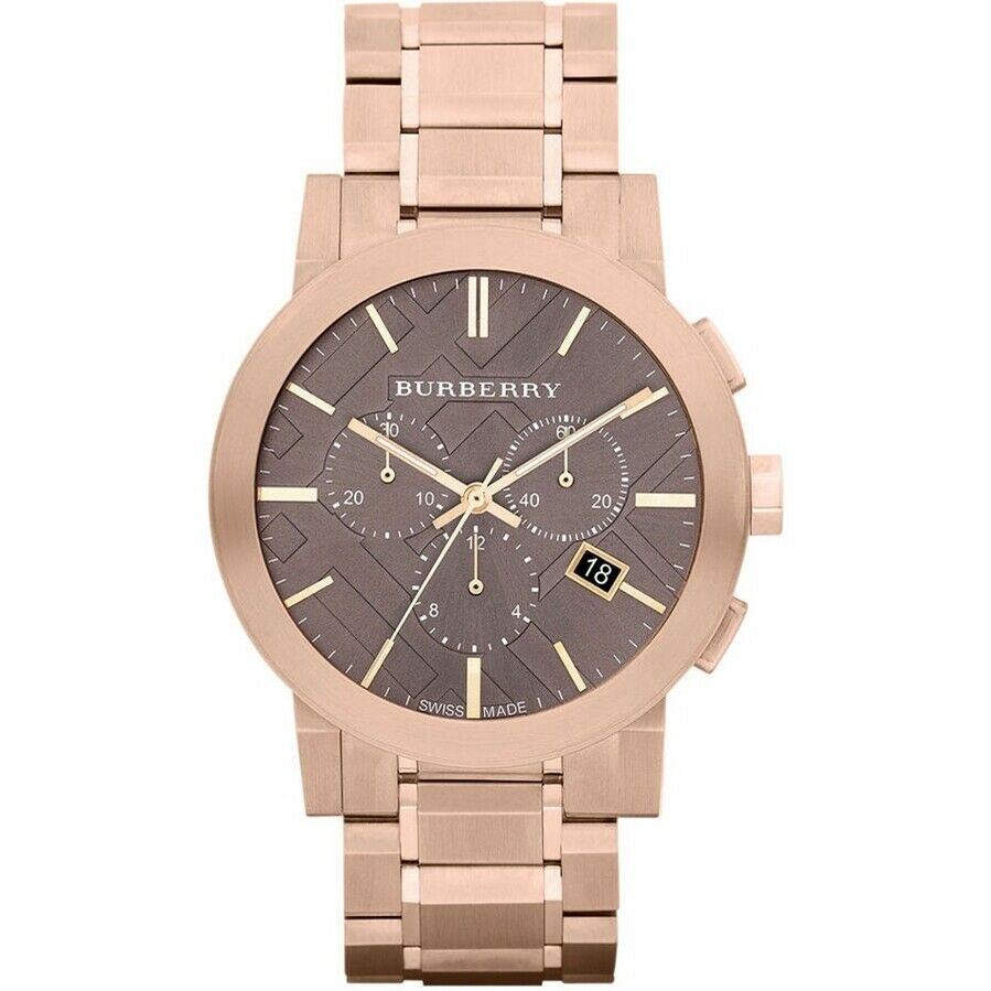 Burberry BU9353 Taupe Chronograph Dial Rose Gold Plated Steel Men's Watch