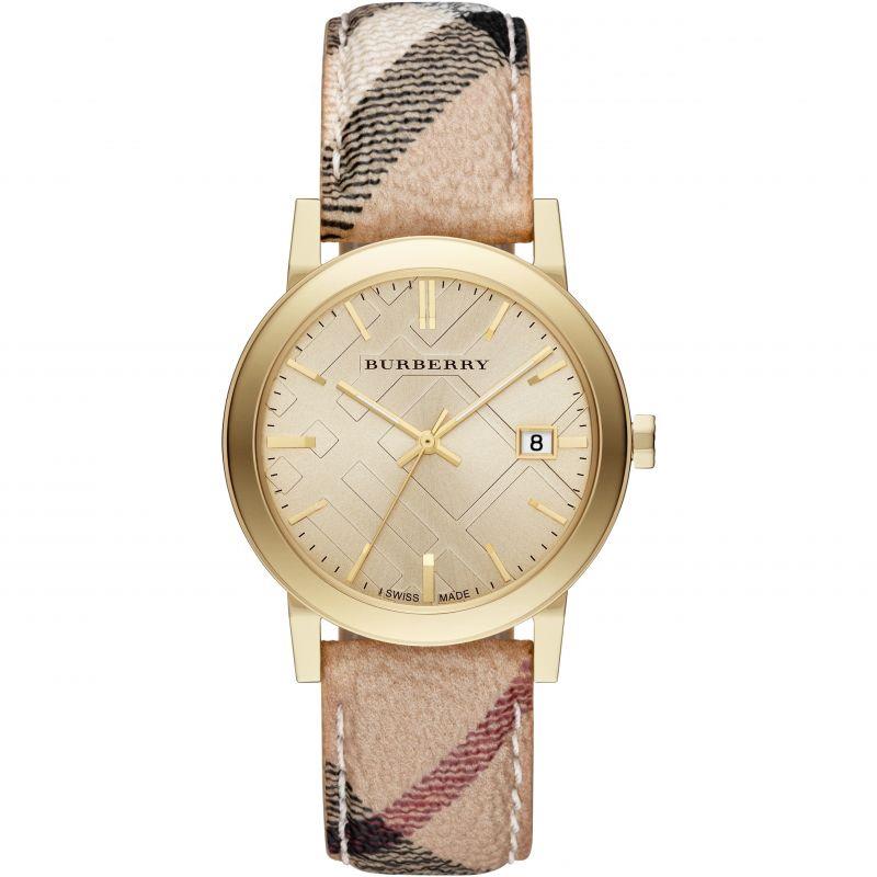 Burberry BU9026 The City Champagne Dial Check Strap Women's Watch