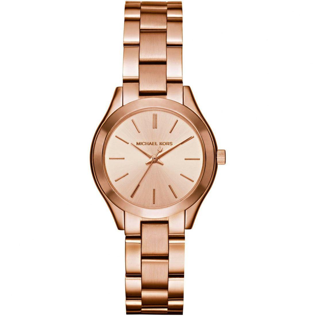 Michael Kors MK3513 Mini Slim Runway Rose-Tone Stainless Steel Women's Watch - Watch Home™