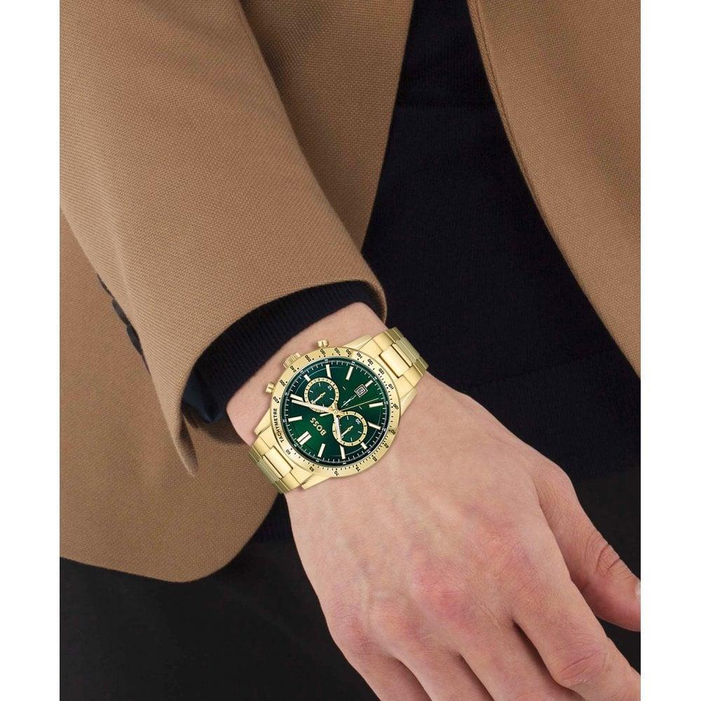 Hugo Boss 1513923 Allure Chronograph Green Dial Men's Watch - Watch Home™