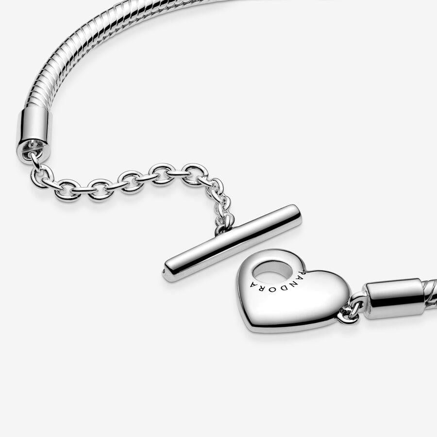 Pandora Moments Heart T-Bar Snake Chain Bracelet 17 cm