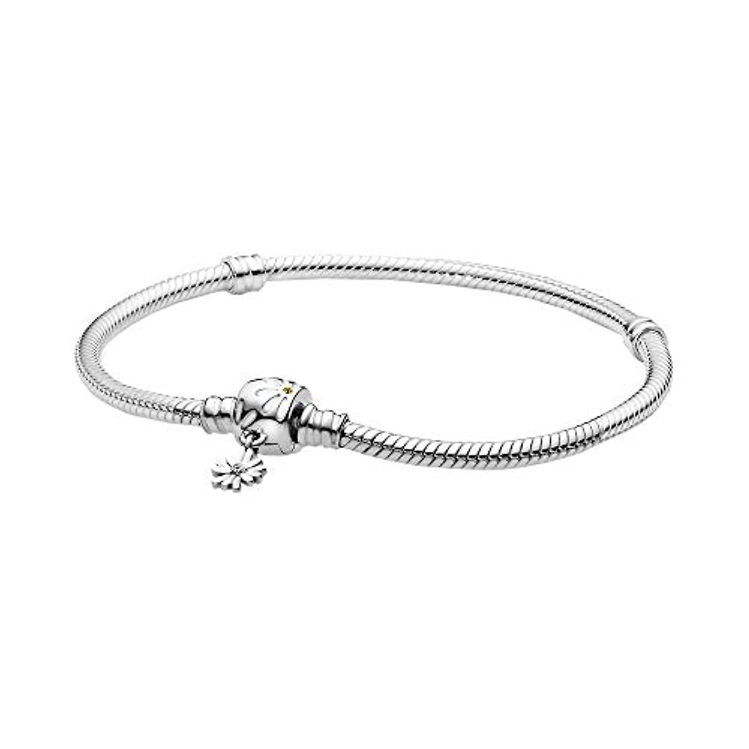 Pandora 598776C01-18 Moments Daisy Flower Clasp Snake Chain Bracelet - Watch Home™