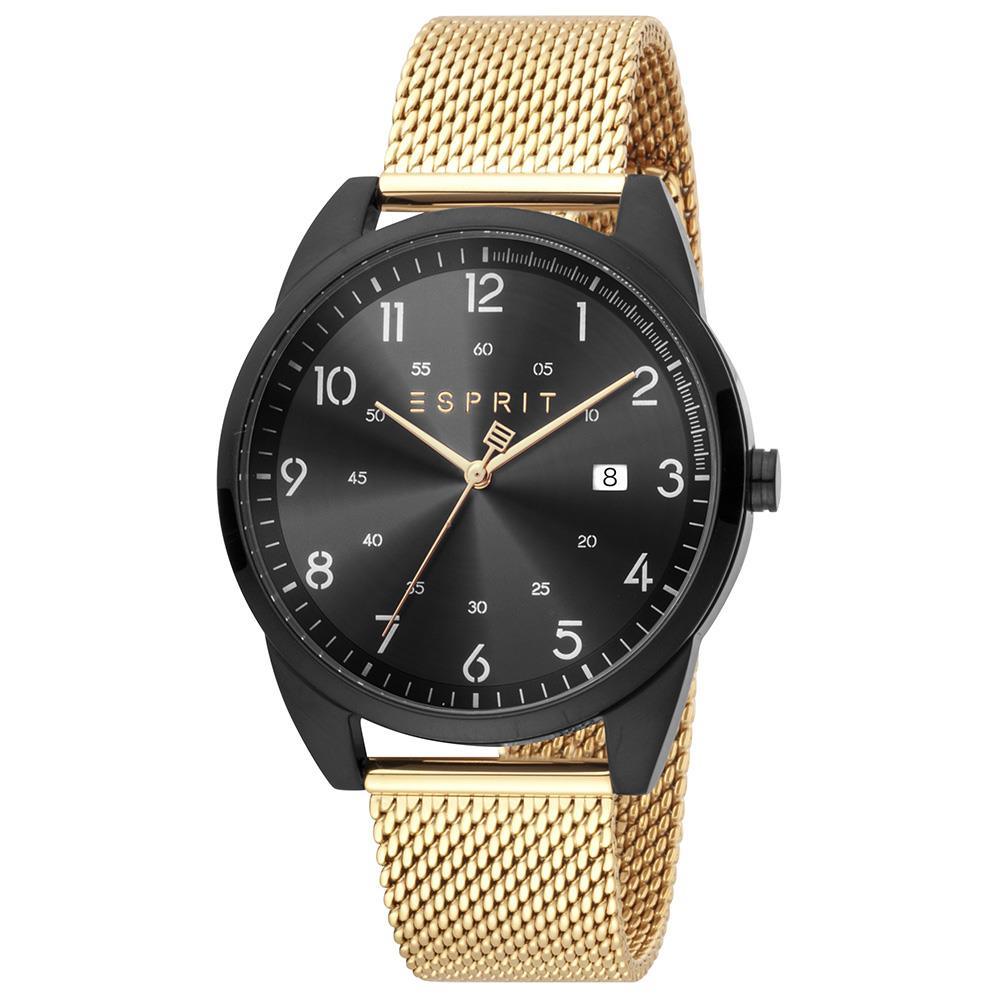 Esprit ES1G212M0095 Golden Mesh Strap Black Dial Mens Watch - Watch Home™