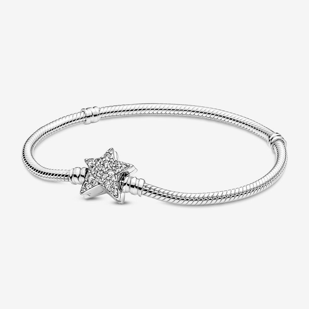 Pandora 599639C01-19 Moments Asymmetric Star Clasp Snake Chain Bracelet - Watch Home™